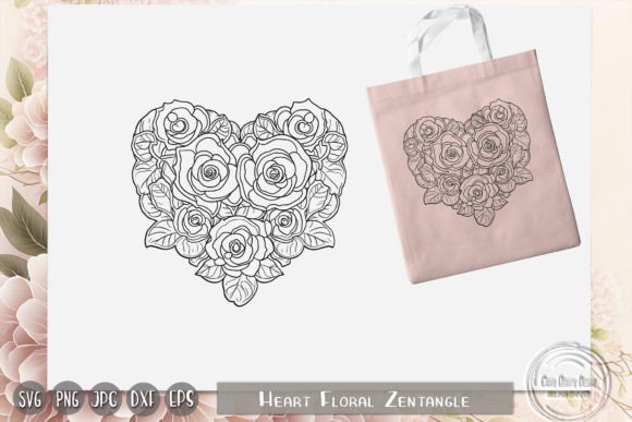 Heart Zentangle, Floral Heart, Valentine Review