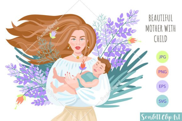 Mother with Child Floral Vector Print Review