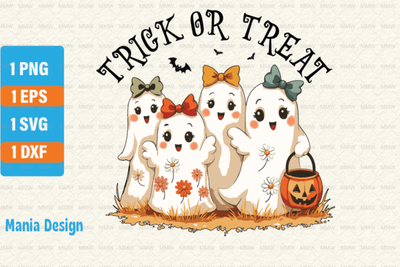 Spooky Ghosts Halloween Trick Treat SVG
