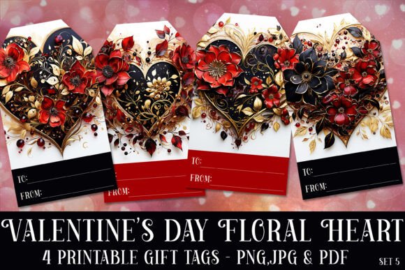 Valentine s Day Floral Heart Gift Tags 5